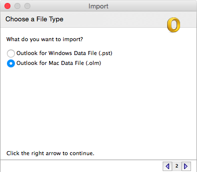 Choose a file type to import with Mac Data File selected