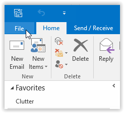 file tab on the toolbar