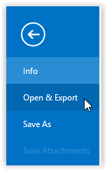 Open & Export tab on the left sidebar panel