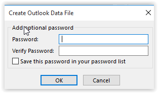 Optional create a password dialog box.