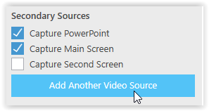 Secondary Sources toggles and the "add another video source" button 
