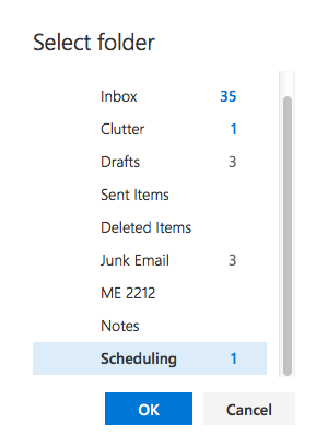 Folder selections in myLSU