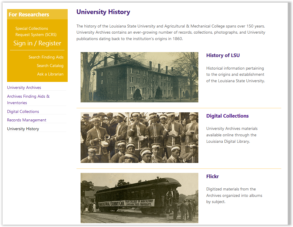 University History page