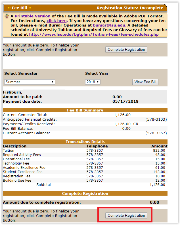 fee bill for scholarship/Financial aid receivers