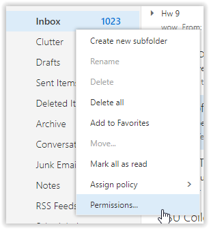 opening the permissions settings