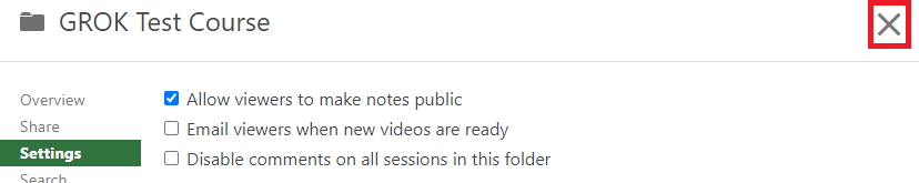 Exit button in settings window