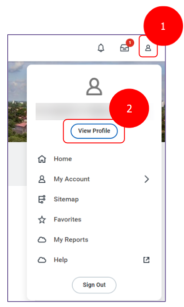 Workday Profile icon highlighted