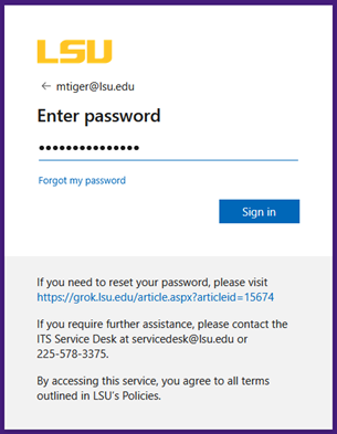 entering your password