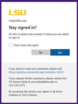 stay signed in prompt