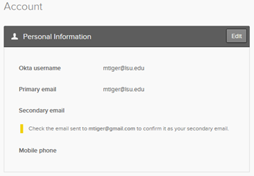 secondary email verification sent