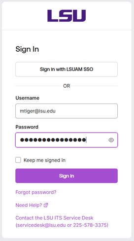 sign in L S U I A M portal