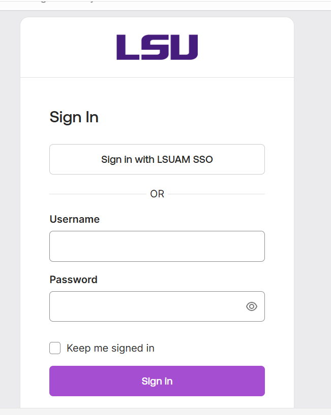 sign in L S U I A M portal
