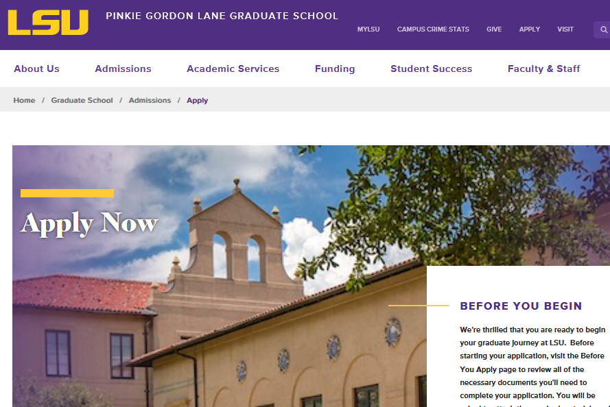 Grad School Apply page